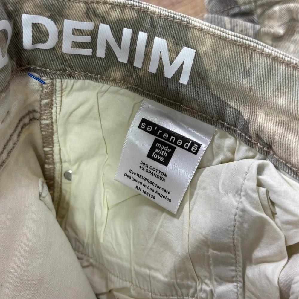 Serenede Fitted Denim Jeans 32 Camo Print Cotton Spandex Slim Gray Streetwear
